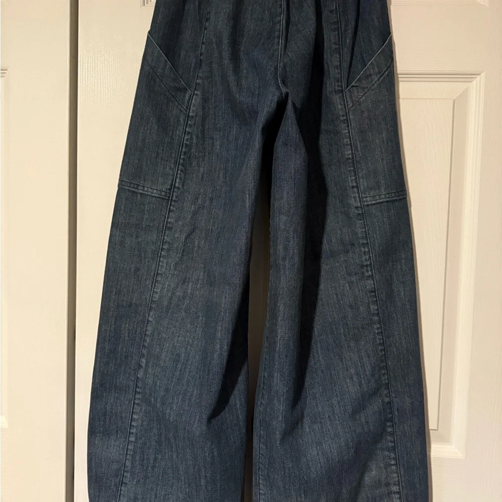 Elegant Blue/ Black Wide-Leg Women's Jeans by Lisa Bayne of Artful Home. Size XS - Picture 9 of 10